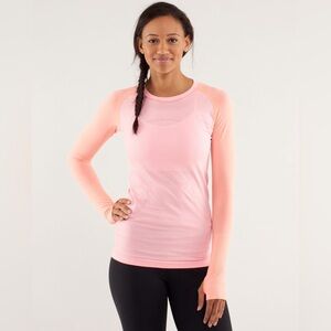 Lululemon Run: Swiftly Tech Long Sleeve
Bleached Coral / Pop Orange